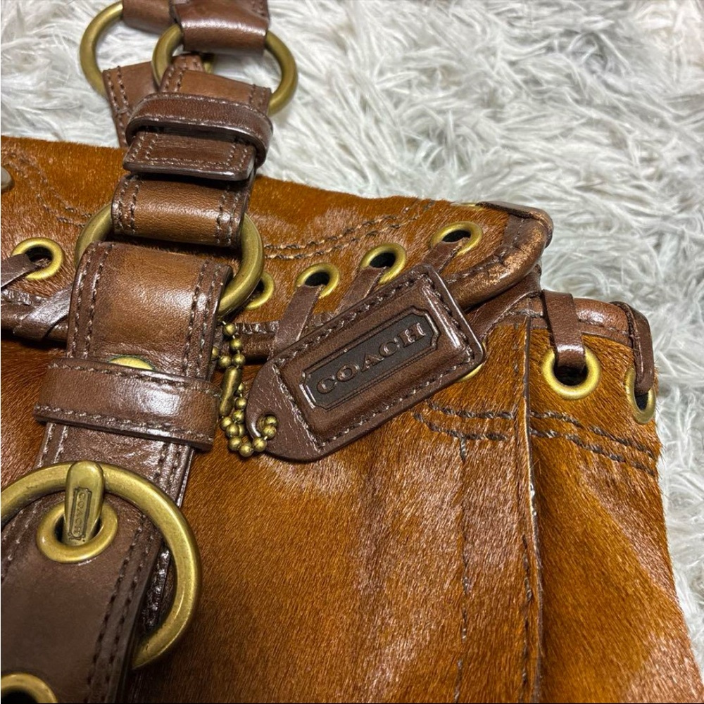 Coach Rare Limited Chelsea Abbey Calf Hair Satchel Brown Leather Laced Bag - Picture 4 of 14